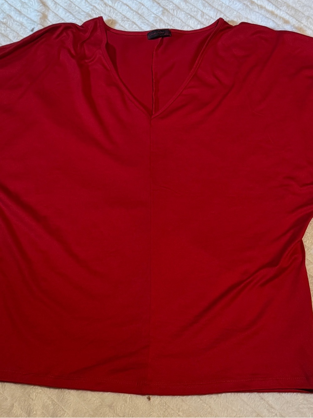 Women's Red V-Neck Blouse